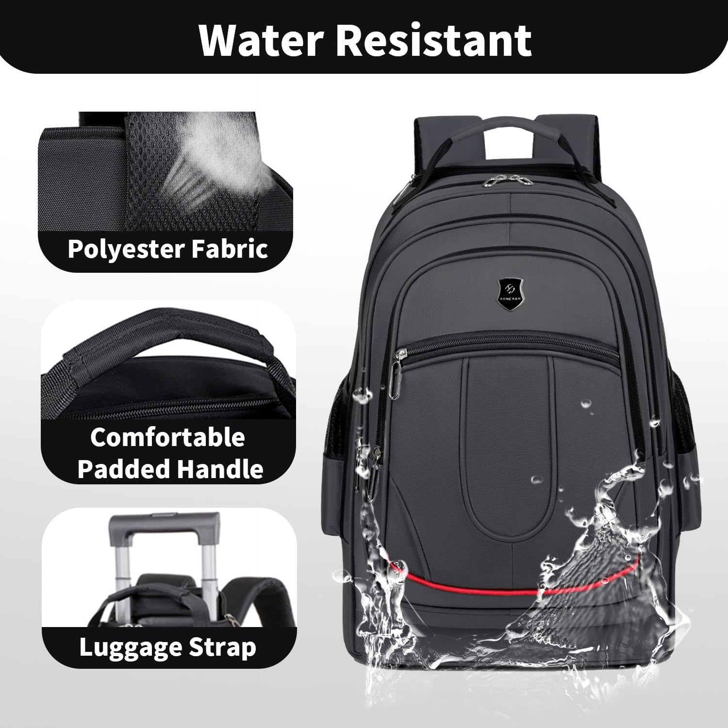 Rolling Backpack for Women & Men - Wheeled Travel Backpack with USB Charging Port, 19.68 Inch Carry-On Luggage - Perfect for Air Travel, Commuting & Business Trips (Black)