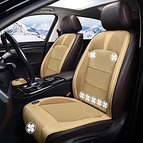 Bnhcoe 12V Cooling Car Seat Cushion with 7 Fans & 3 Adjustable Cooling Levels - Automotive Massage Seat Cooler for Summer Driving Comfort (Off-White) | Perfect for Long Road Trips, Hot Weather Commutes & Truck Drivers