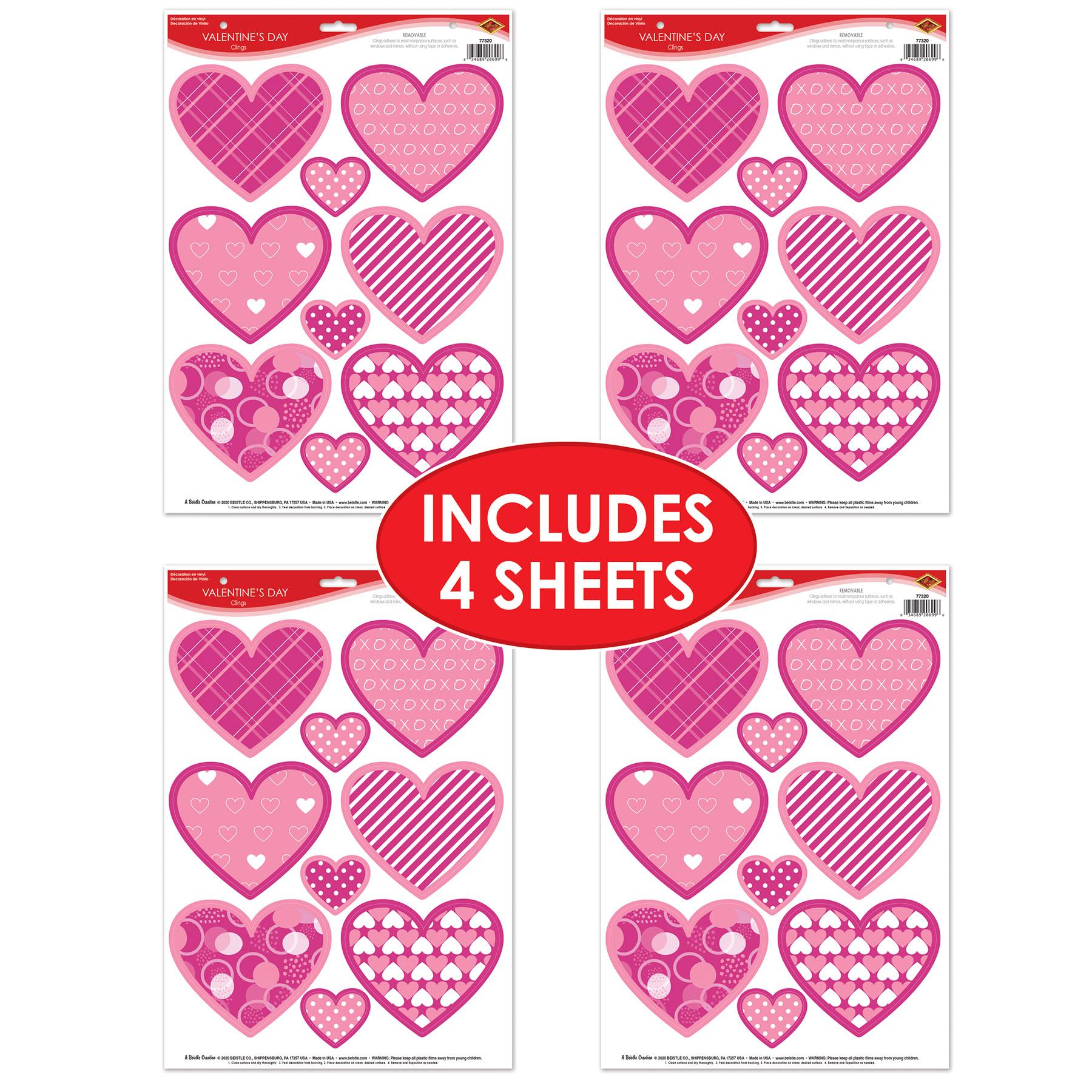 108 Pack Beistle Valentine's Day Window Clings - Heart Shaped Decorative Stickers for Glass, Mirrors & Smooth Surfaces - Perfect for Home, Office & Classroom Valentine's Decorations