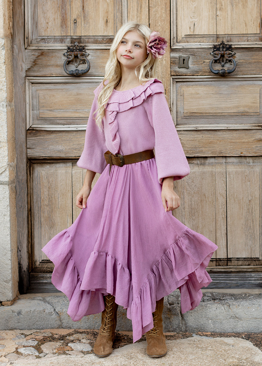 Elegant Mauve Poesie Skirt for Women | Flowy A-Line Midi Skirt | Perfect for Casual Outings, Date Nights & Office Wear