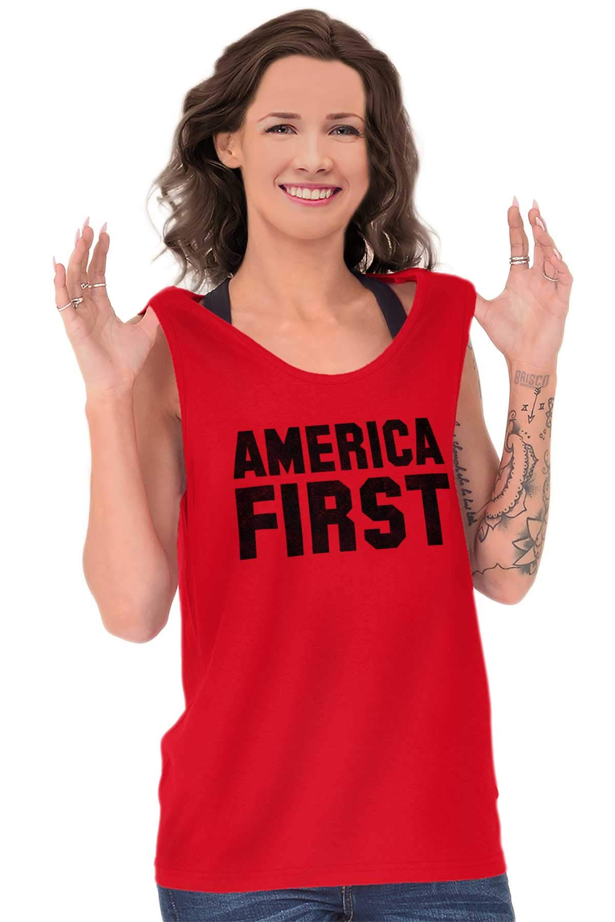 Republican America First Pro Trump Tank Top T-Shirts for Men & Women - Patriotic Political Apparel for Rallies & Events