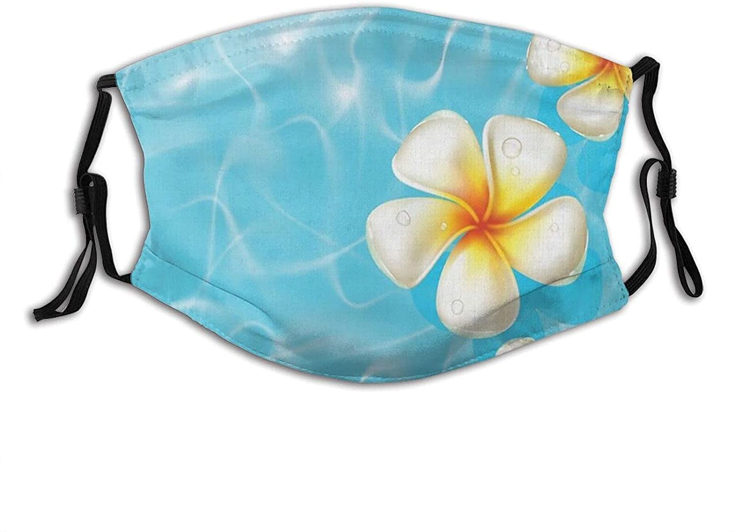 Reusable Tropical Hawaiian Plumeria Flower Face Mask for Adults - Breathable Bandana & Balaclava Style with 2 Filters - Perfect for Outdoor Activities, Travel, and Sun Protection