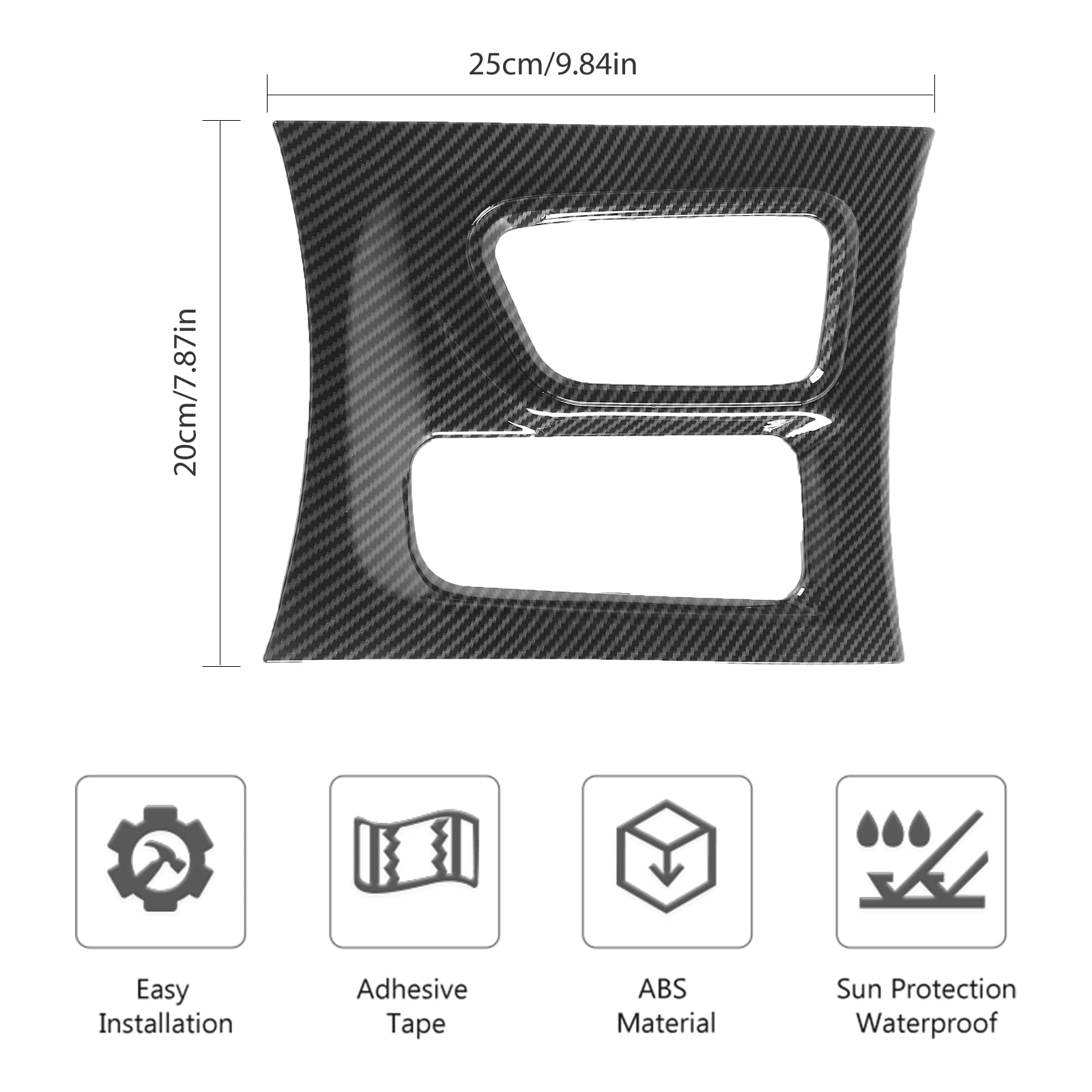 CheroCar Dodge Charger Center Console Shift Panel Trim - Carbon Fiber Black Replacement for 2015-2021 Models | Interior Upgrade for Dodge Charger SXT/RT/Scat Pack