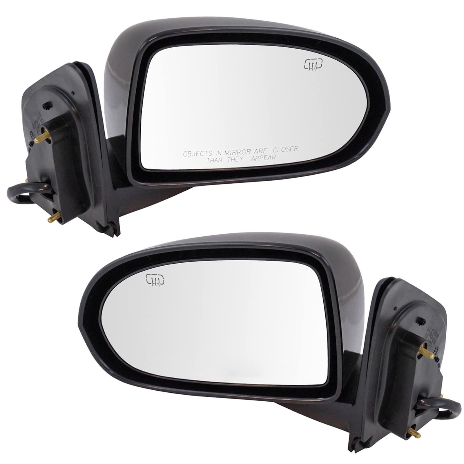 Heated Side Mirror Set of 2 - Compatible with Jeep Compass - Black Smooth Power Mirrors - Perfect for Winter Driving & Defrosting