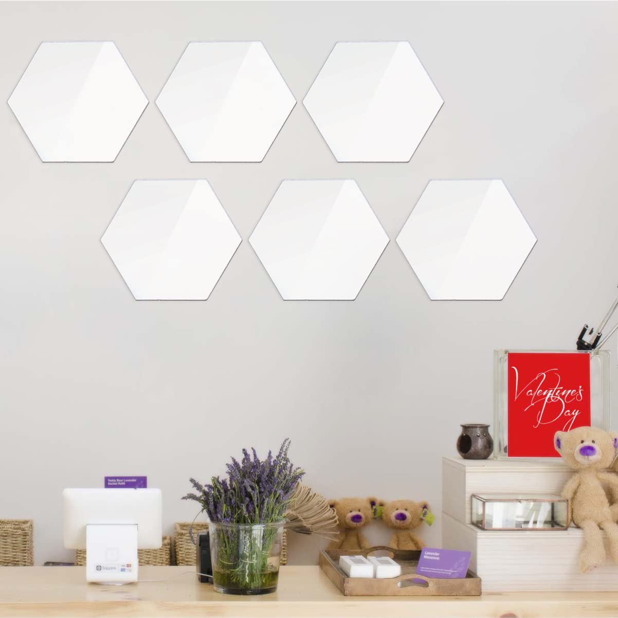 24-Piece Hexagon Mirror Stickers - Self-Adhesive Wall Decals for DIY Home Decor, Bathroom & Bedroom Wall Art - Creative Geometric Mirror Wall Stickers for Living Room, Kids Room & Office Decor