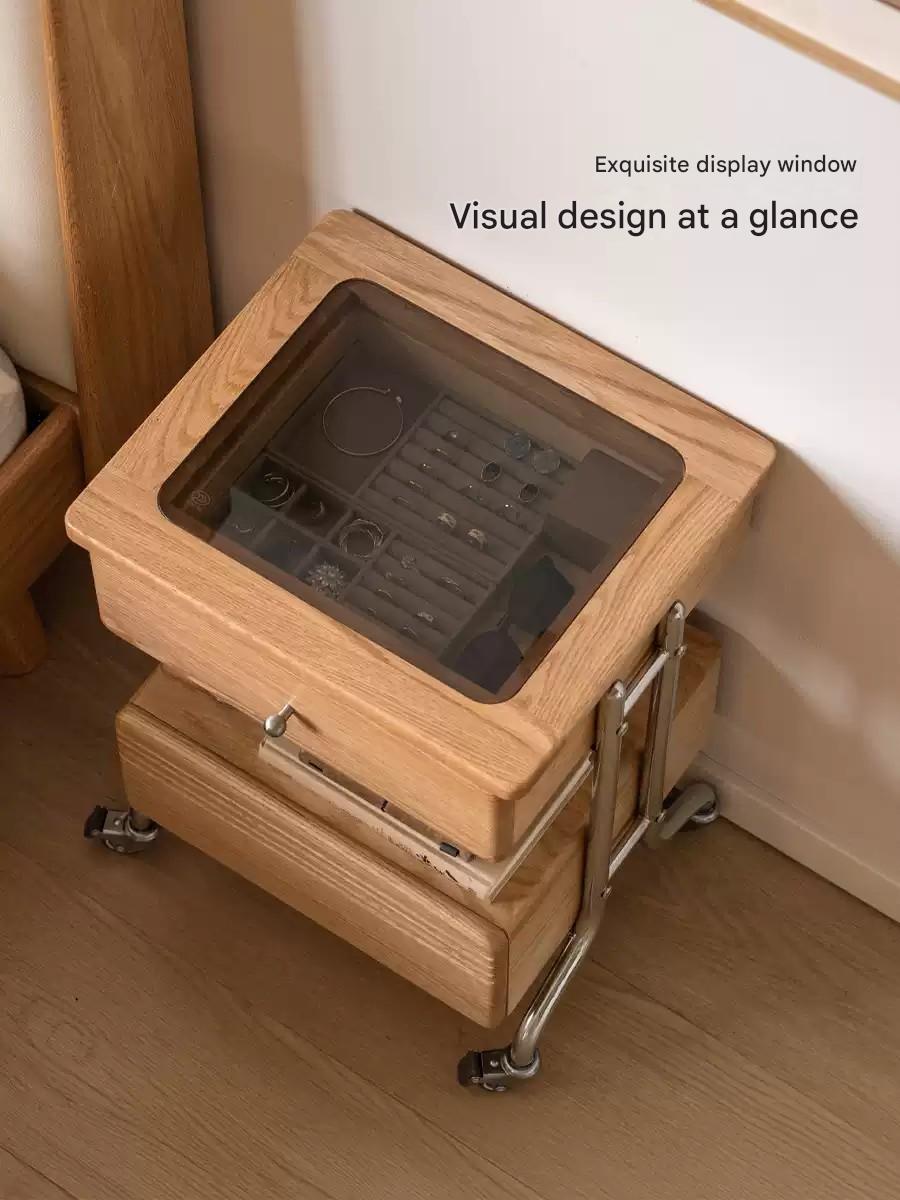 Solid Oak Wood Modern Nightstand with Removable Shelf - Perfect for Bedroom, Living Room, and Home Office Storage
