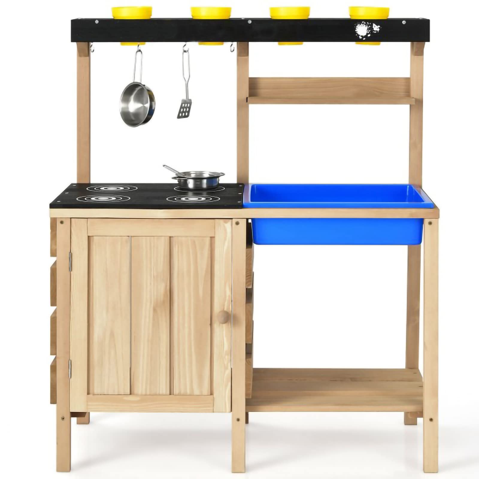 **Wooden Pretend Play Kitchen Toy Set for Kids - Removable Sink, Stove, Kitchenware & Cups - Mud Play Kitchen Playset for Boys & Girls - Perfect for Imaginative Play, Role-Playing & Early Learning**