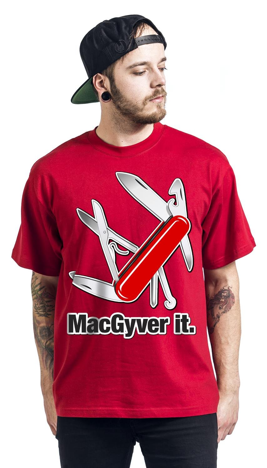 MacGyver T-Shirt - Official Men's Red Graphic Tee - Perfect for Fans, Casual Wear & TV Show Merchandise