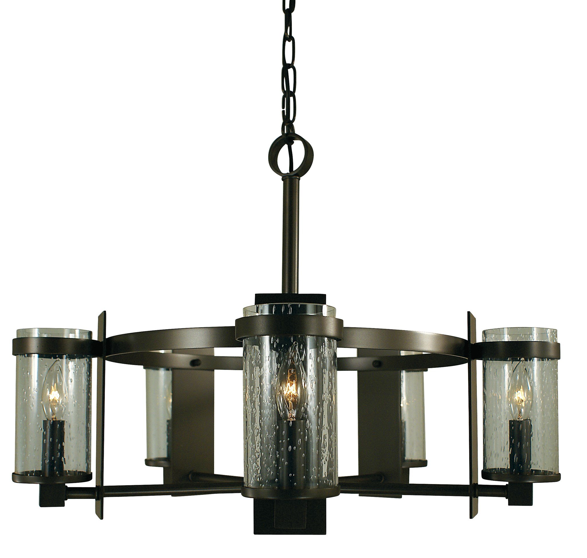 5-Light Antique Brass Chandelier with Clear Glass Shades - Elegant Dining Room Lighting Fixture for Home Decor