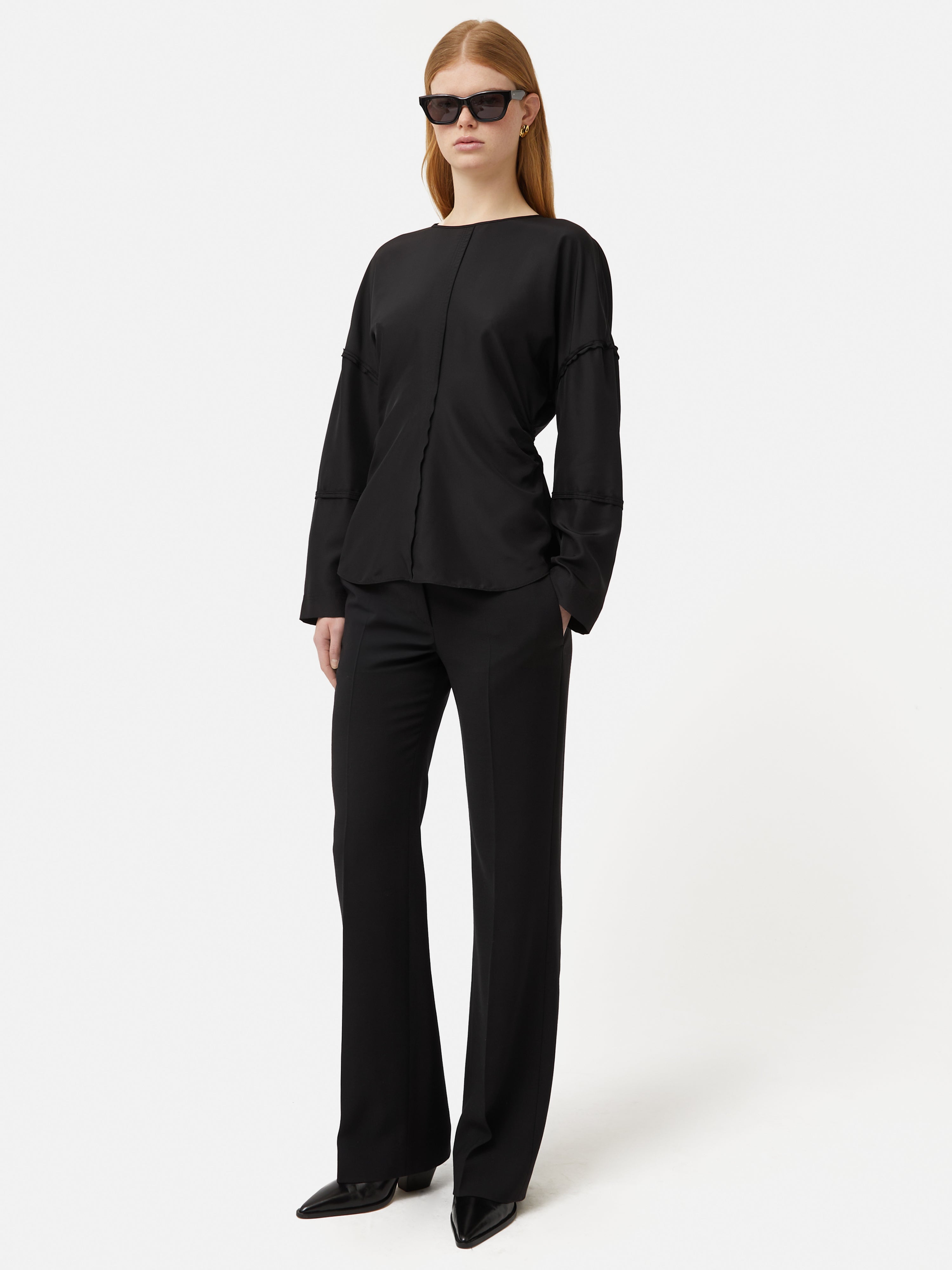 Silk Habotai Long Sleeve Blouse - Women's Elegant Black Shirt for Work, Party & Evening Wear | Soft & Breathable Silk Top for Office, Date Night & Special Occasions