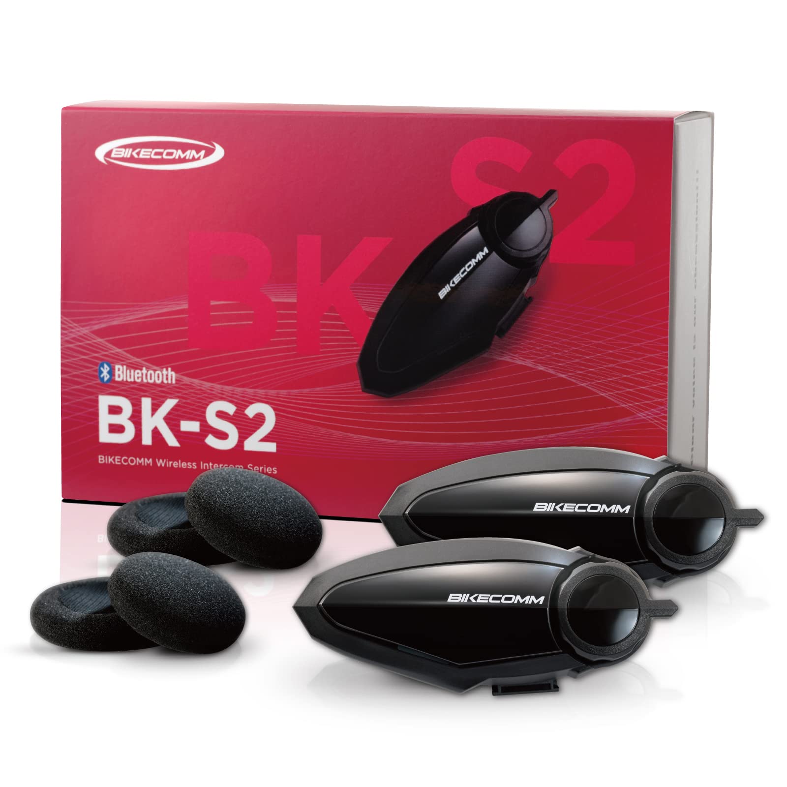 BIKECOMM BK-S2 Motorcycle Bluetooth Headset Intercom - Wireless Helmet Communication System with Music Sharing & Noise Cancellation for Motorcycle, ATV, Dirt Bike & Off-Road Riding - Perfect for Group Rides, Adventure Tours & Daily Commuting