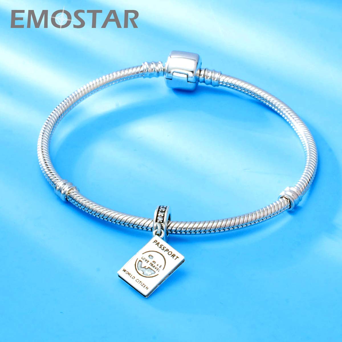 EMOSTAR 925 Sterling Silver Travel Charms Set - DIY Bracelet Charms, Passport Jewelry & Pink Peace Bus Pendants - Perfect Gift for Mother's Day, Summer & Christmas - Ideal for Travel Lovers, Vacation Accessories & Sentimental Jewelry Gifts