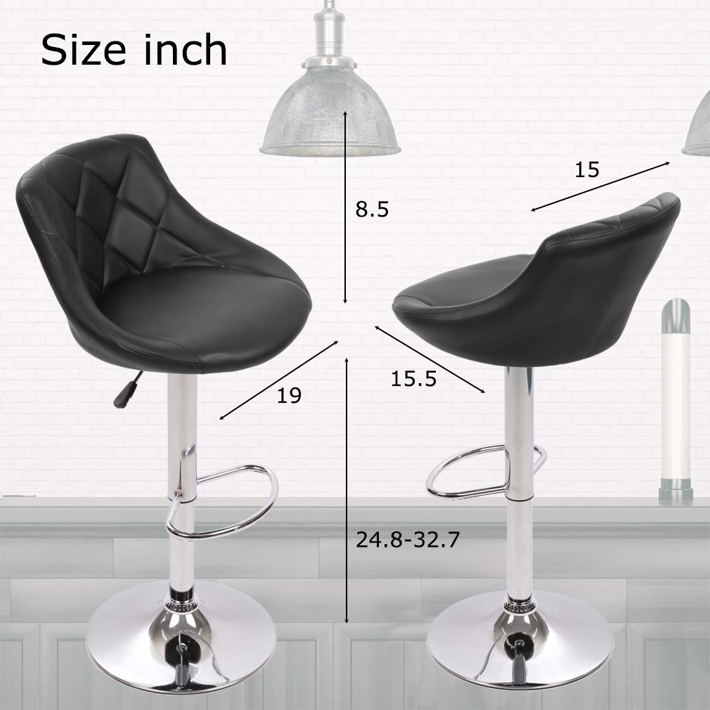 Best Adjustable Swivel Bar Stools with PU Leather Back - Set of 2 for Kitchen Counter, Dining & Home Bar - Comfortable Height-Adjustable Stools for Entertaining & Relaxing