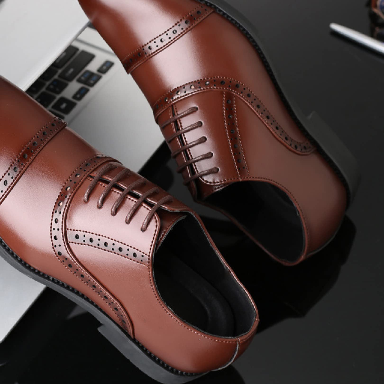 Men's Formal Leather Oxford Shoes - Comfortable Business Dress Brogues for Wedding, Party & Office Wear - Classic Style for Professional & Special Occasions