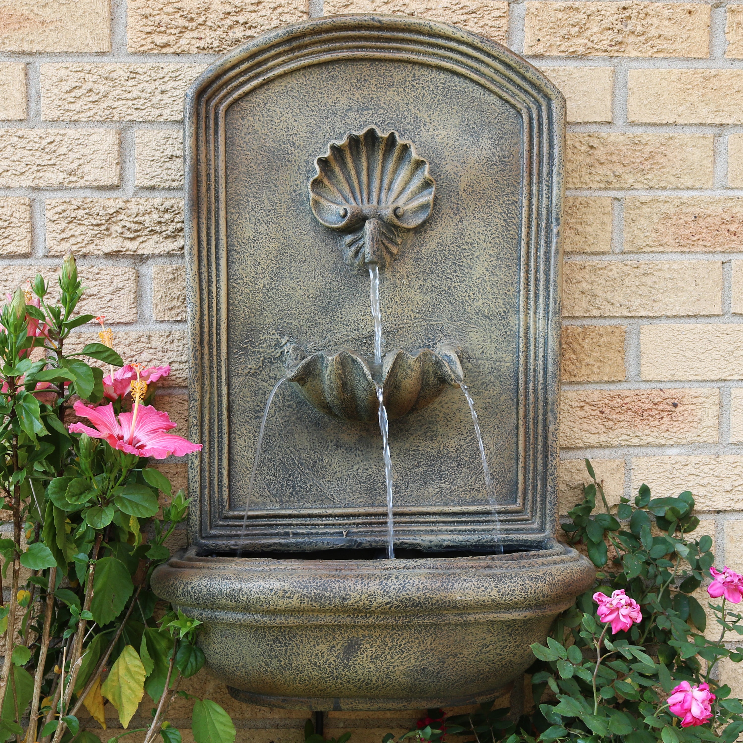 Sunnydaze Seaside Outdoor Wall Fountain with Electric Pump - 27 Inch Height - Perfect for Garden, Patio, and Backyard Decor
