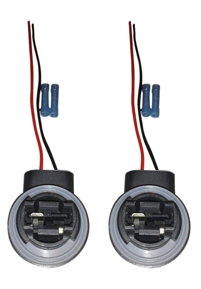Set of 2 Muzzys 3156/4156 Wire Harness Pigtail Sockets - Compatible with LED & Standard Bulbs for Turn Signals, Brake Lights, DRL, Daytime Running & Reverse Lights - Perfect for Car, Truck, SUV & Motorcycle Lighting Upgrades