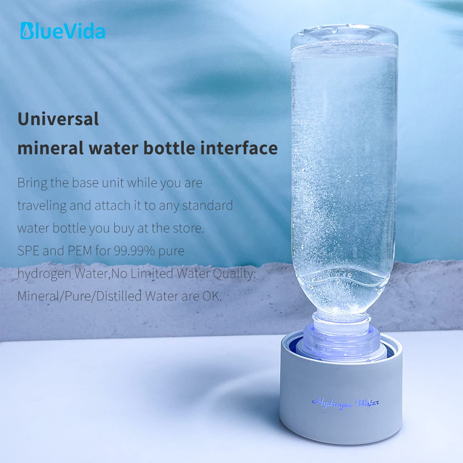 400ml Portable Hydrogen Water Bottle Generator with SPE PEM Technology - BPA-Free, USB Rechargeable, 1000-1200PPB Hydrogen Rich Water - Includes Inhaler Adapter & Self-Cleaning Mode - Perfect for Travel, Gym, and Daily Hydration