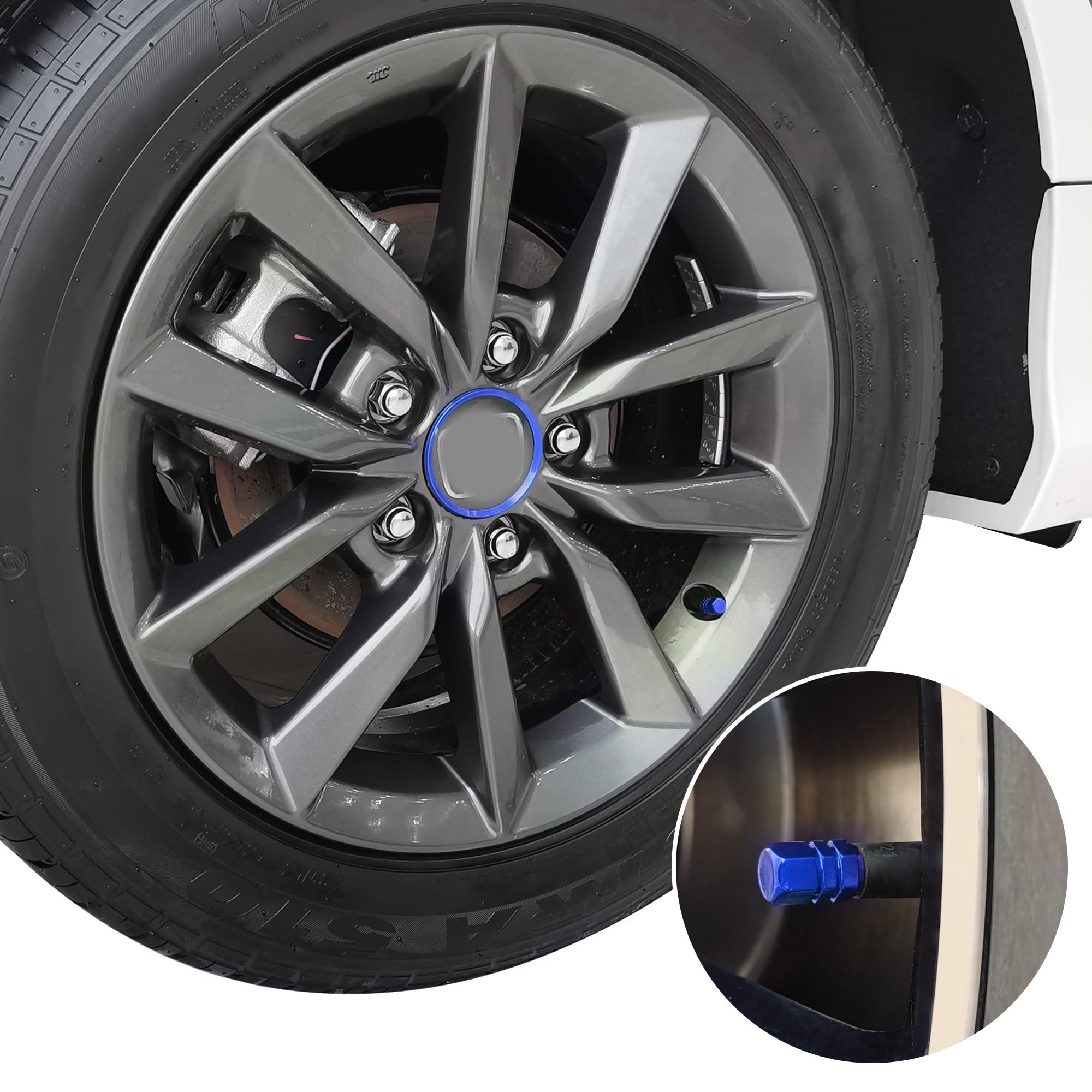 Honda Civic 2016-2025 Wheel Center Caps Hub Trim Rings | Compatible with Accord & CR-V | Aluminum Alloy Blue Hubcaps | Perfect for Car Customization & Wheel Protection
