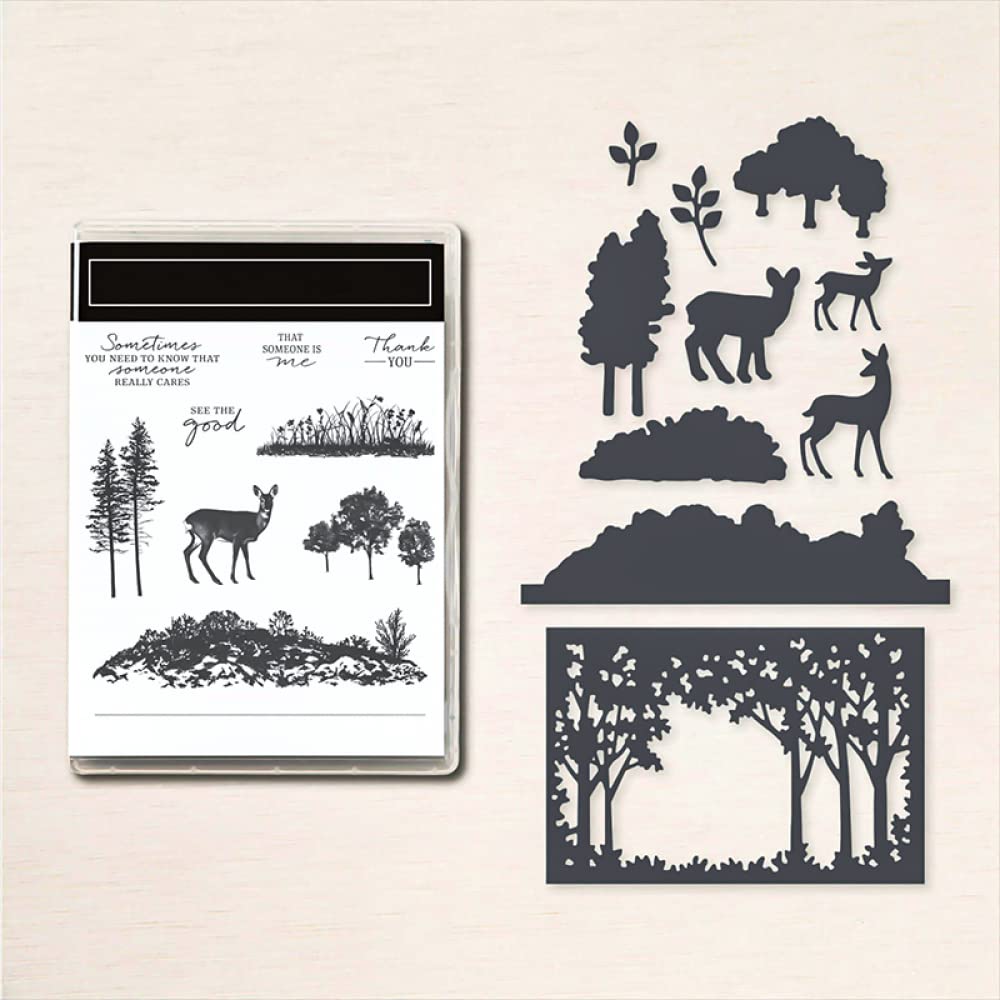 Christmas Deer & Elk Metal Cutting Dies and Silicone Stamp Set for Card Making, Xmas Tree Crafts, Paper Scrapbooking - DIY Holiday Greeting Cards, Gift Tags, and Home Decor