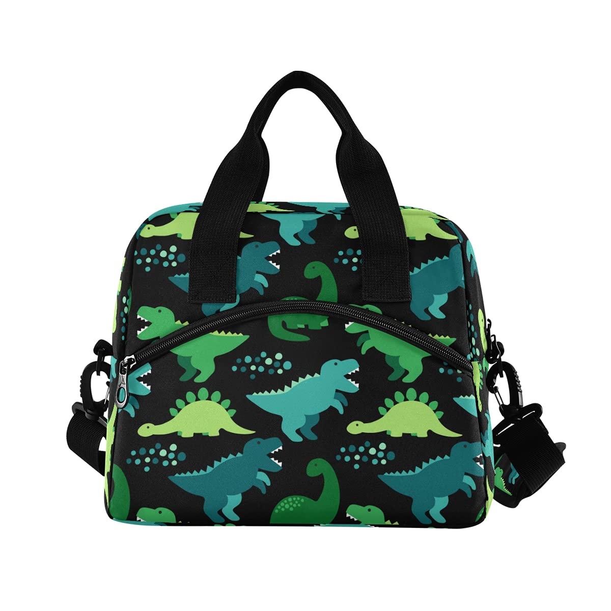 Durable Insulated Lunch Box with Shoulder Strap - Cute Dinosaur Design for Men & Women - Water-resistant Cooler Bag for Office, Work, Picnic & Beach (11x7x9 Inch) - Perfect for School, Camping & Outdoor Activities