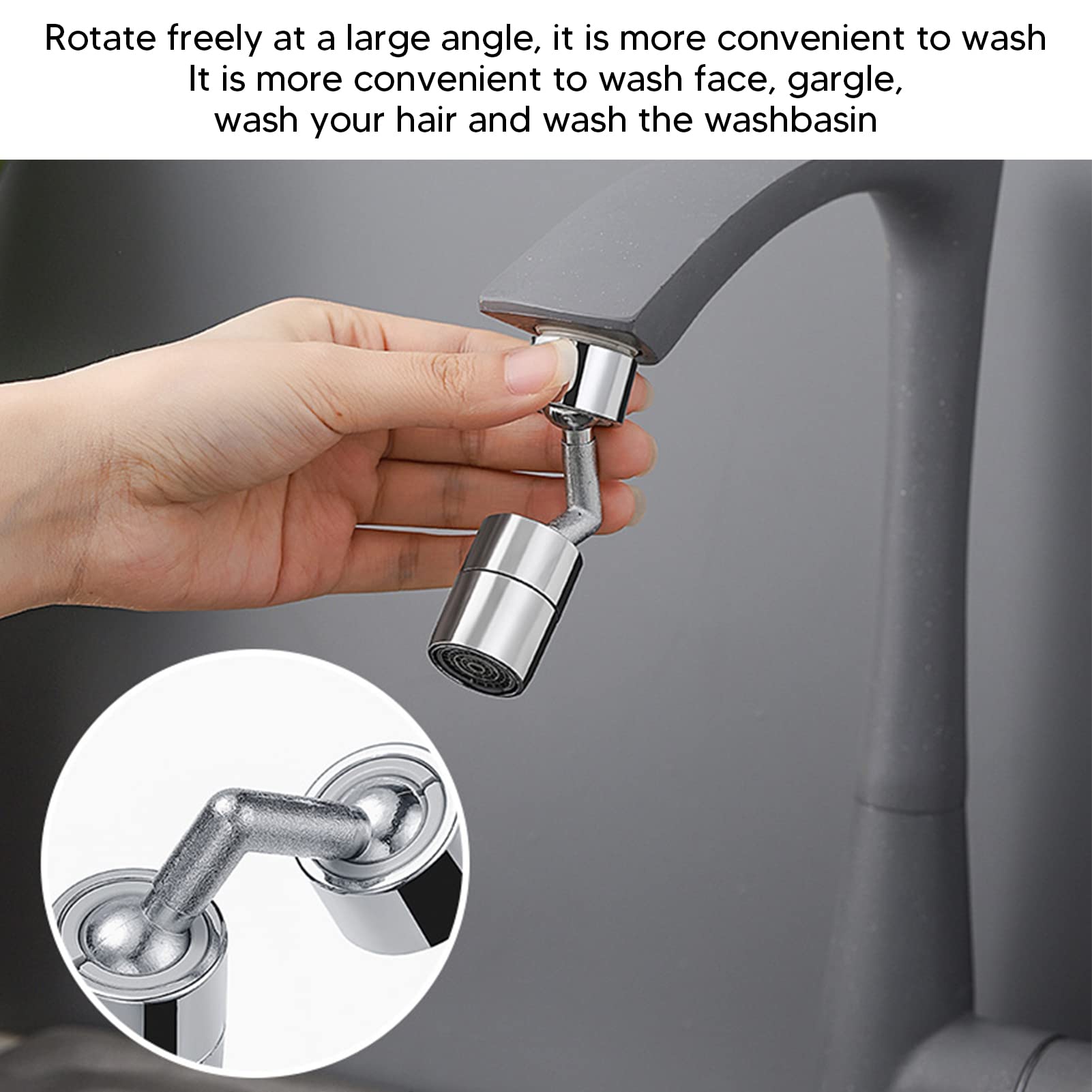 360° Rotating Universal Faucet Extender - Splash-Proof Swivel Tap Aerator for Kitchen & Bathroom Sinks (0.9x2.2x2.1in) - Perfect for Kids, Pets & Hand Washing