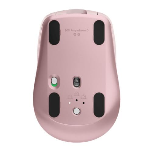 Logitech MX Anywhere 3 Wireless Mouse - Compact Ergonomic Design, 4000 DPI, Bluetooth/USB - Rose Pink + 4-Port USB Hub Bundle - Perfect for Travel, Office & Home Workspace