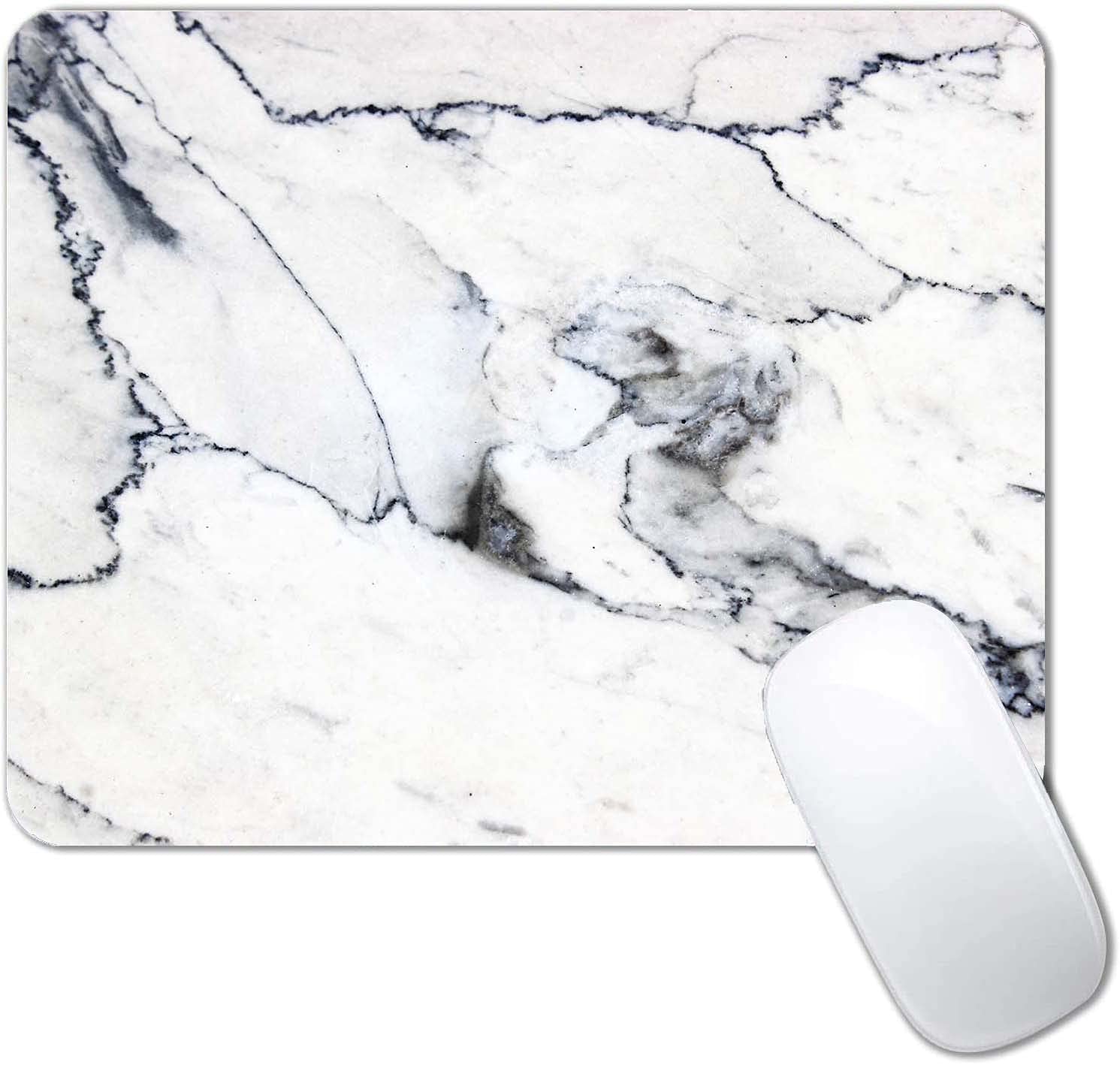 Premium White Marble Mouse Pad - Non-Slip Rubber Base, Custom Design, Portable Office & Gaming Mousepad for Laptop & PC - Perfect for Work, Gaming & Home Office Setup