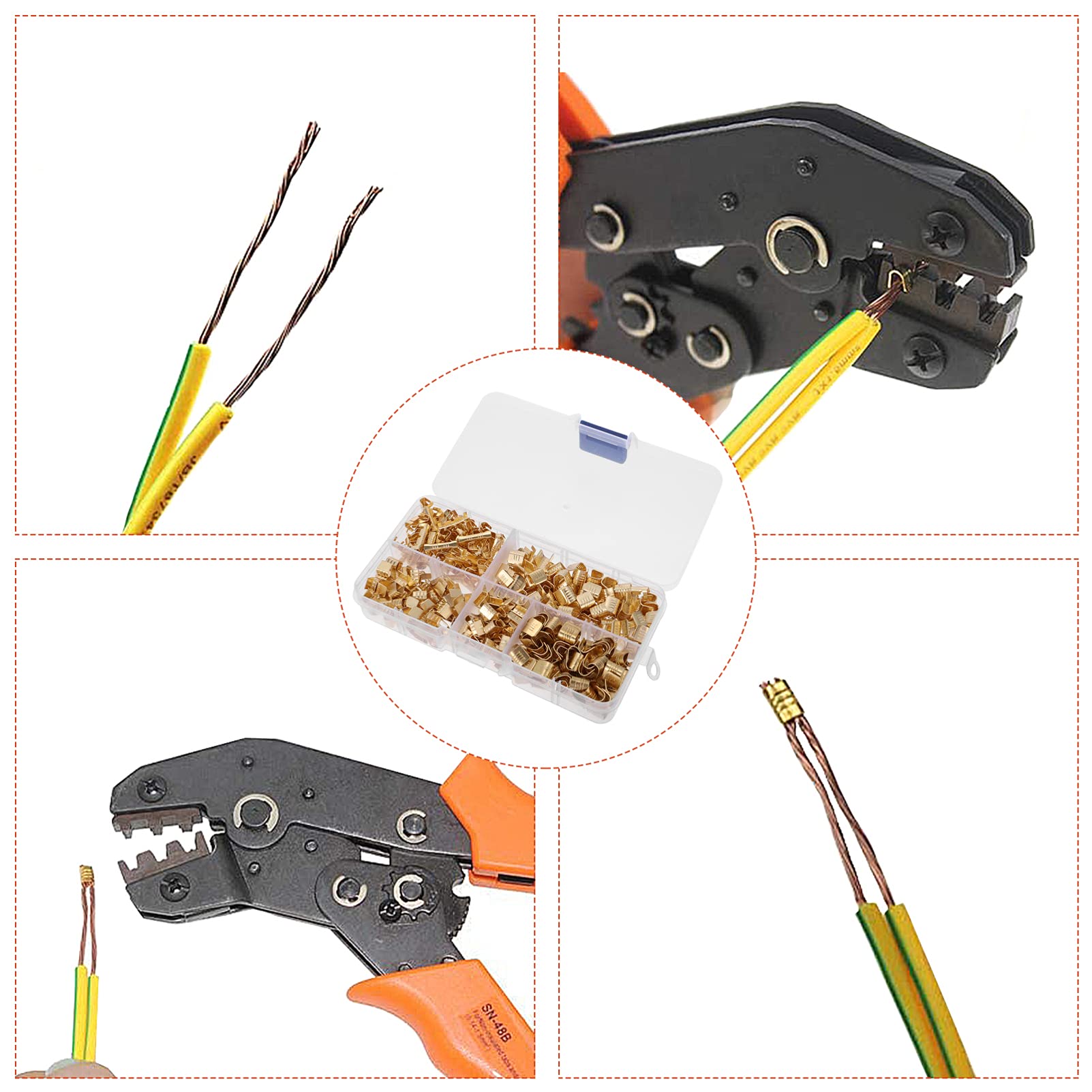 500pcs U-Shaped Copper Wire Terminals - Electrical Connectors Kit for DIY, Auto, and Home Wiring Projects | High Conductivity, Durable, and Secure Connection