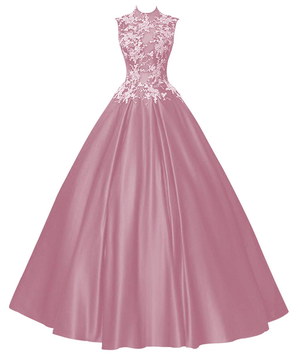 Elegant Long Prom Dress for Quinceañera | Princess Evening Gown | Halter Neck Sleeveless Satin Formal Gown | Perfect for Homecoming, Ball, Wedding & Special Occasions