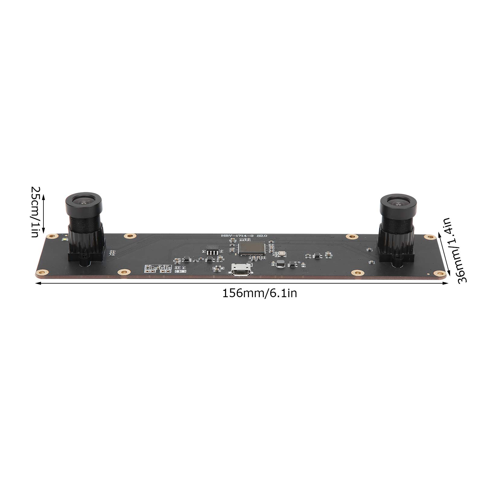 HBV-1714-2 Dual Lens Stereo Webcam Module - USB 2.0 Industrial Mini Camera with High Angle Lens for 3D Imaging, Machine Vision & Robotics Applications