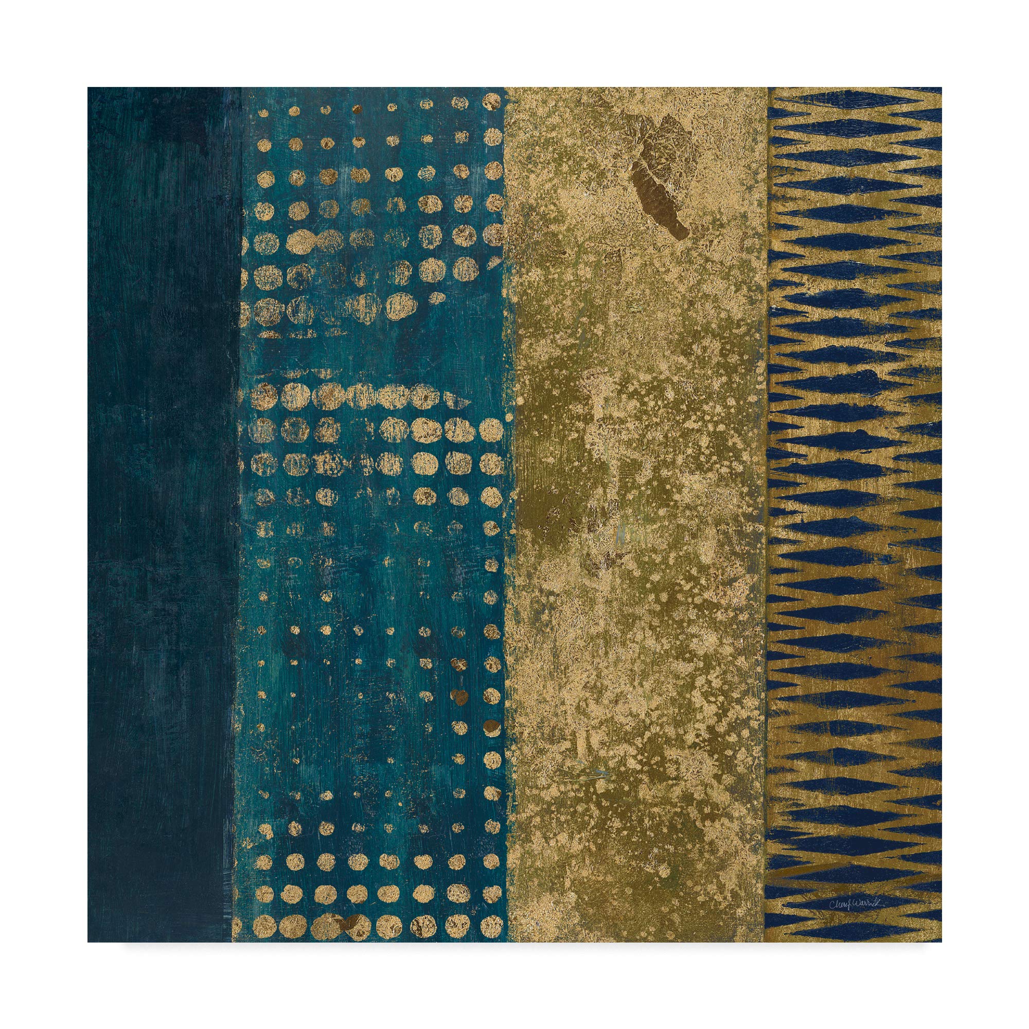 Trademark Fine Art Juxtapose III Metallic Abstract Painting by Cheryl Warrick - 18x18 Inch Wall Art for Living Room, Bedroom & Office Decor