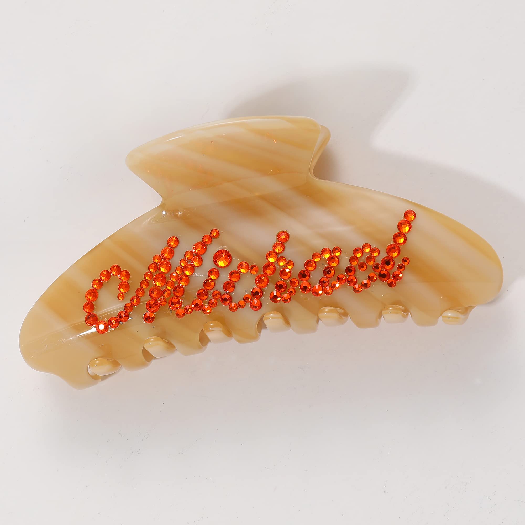 4 Inch Rhinestone Banana Hair Clips for Thick Hair - Acrylic Non-Slip Rectangular Jaw Clips for Women, Large Hair Accessories Gift (Gradient Brown) - Perfect for Parties, Weddings & Everyday Styling