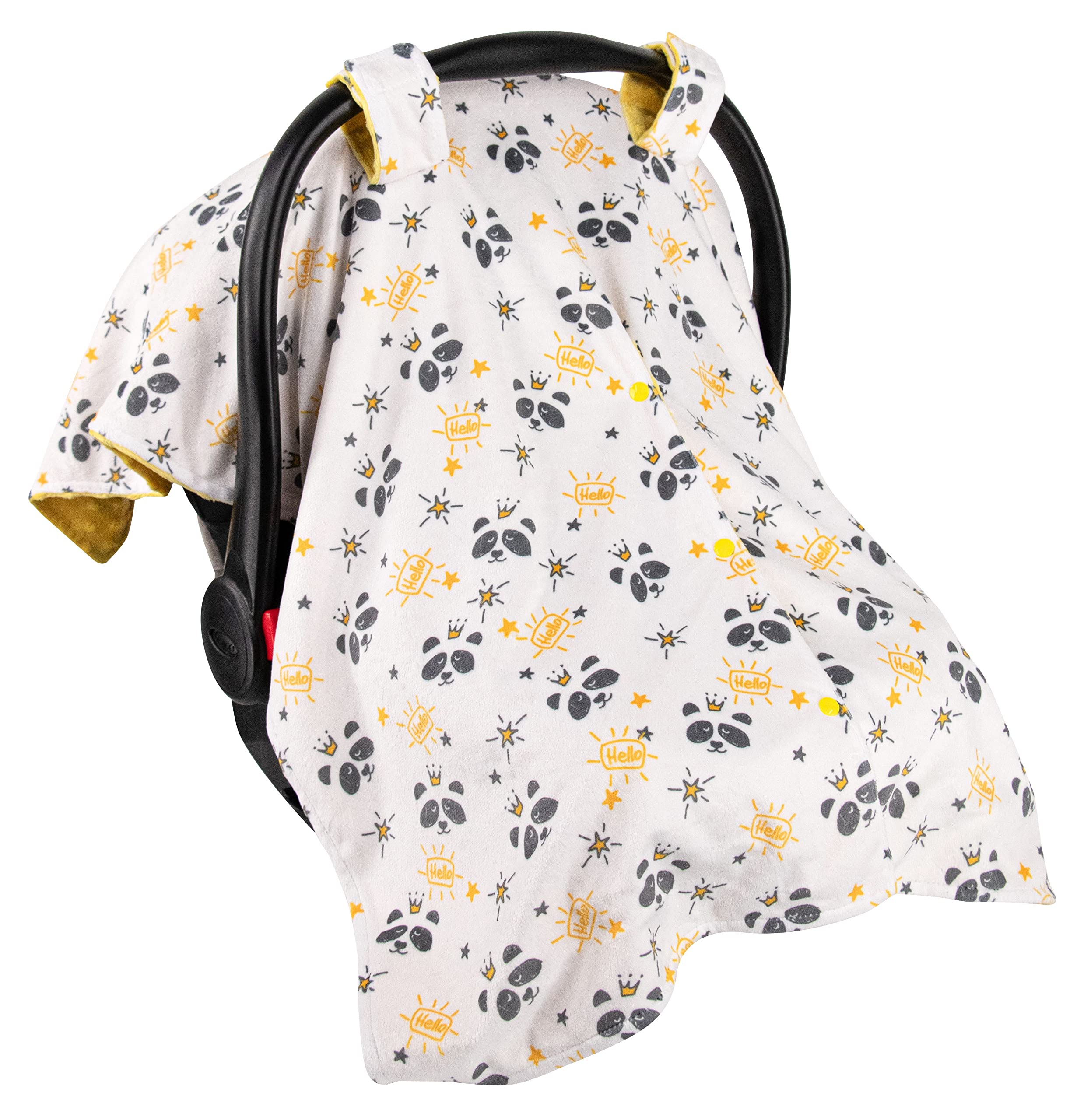 Premium Minky Baby Car Seat Cover - Soft & Cozy Hello Panda Design, 40