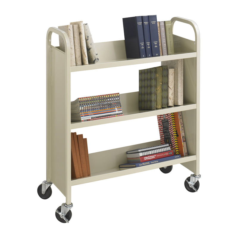 3-Tier Rolling Book Cart with Wheels - Heavy Duty Metal Bookcase for Classroom, Library, Office & Home Organization - Mobile Storage Shelf for Books, Files & Supplies