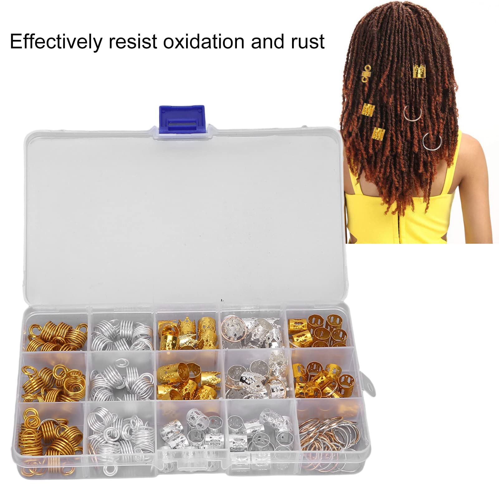 161pcs Dreadlock Beads for Hair - Anti Rust & Oxidation Resistant Metal Beads for Dreadlocks, Braids & Locs - Perfect for Hair Decorations, Festivals & Boho Style