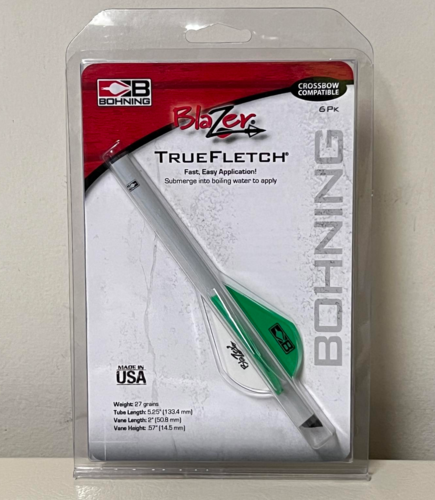 Bohning Blazer Quickfletch 6-Pack - Neon Green & White Archery Vanes for Hunting & Target Practice