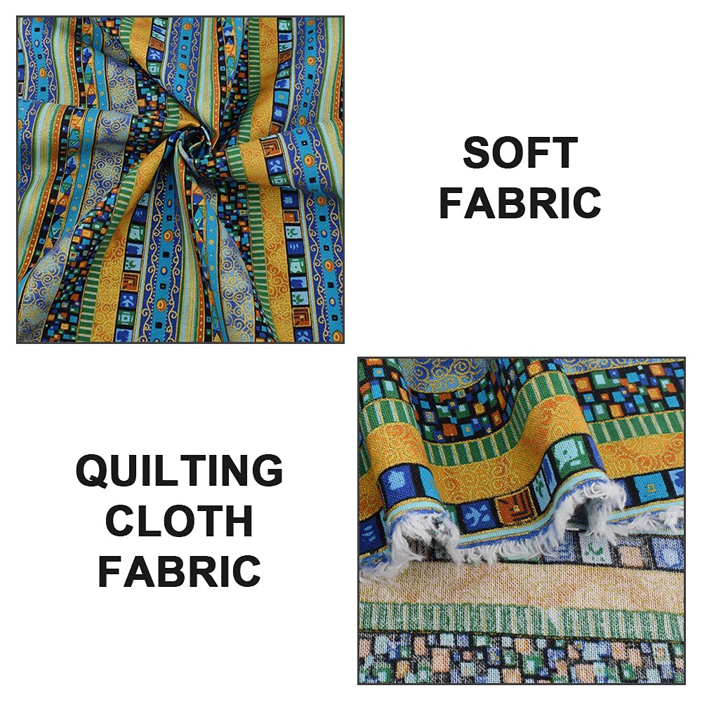 5-Piece African Print Cotton Linen Fat Quarter Fabric Bundle - 50x40cm Ethnic Pattern DIY Sewing Material for Headwraps, Scarves, Quilting & Craft Projects - Perfect for Boho Home Decor, Fashion Accessories & Unique Gift Ideas
