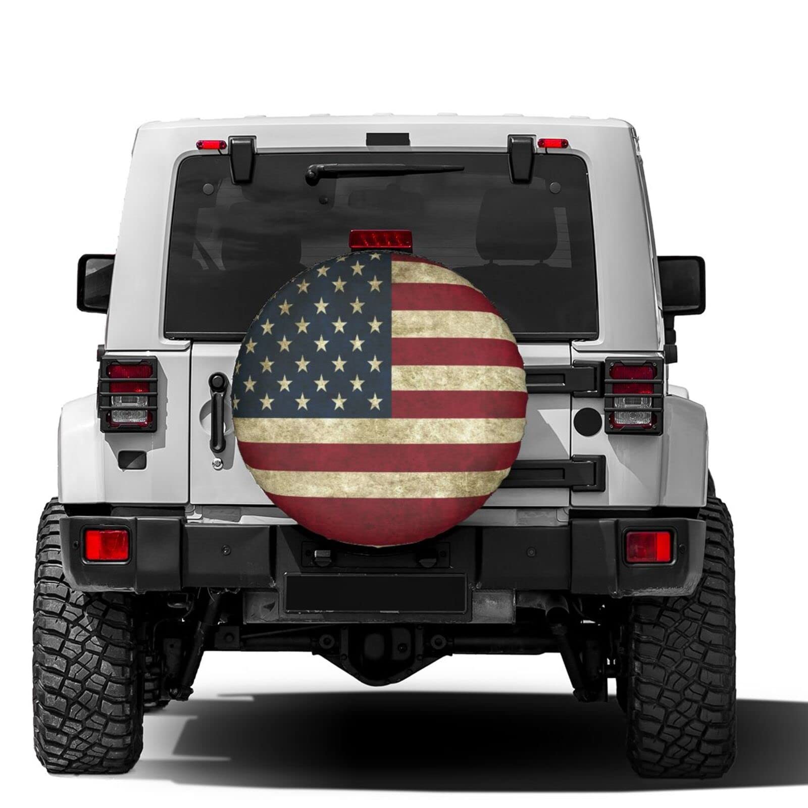 Retro American Flag Spare Tire Cover - 17 Inch Dustproof Wheel Protector for Trailers, RVs, SUVs & Trucks | Durable Outdoor Accessory for Camping & Road Trips