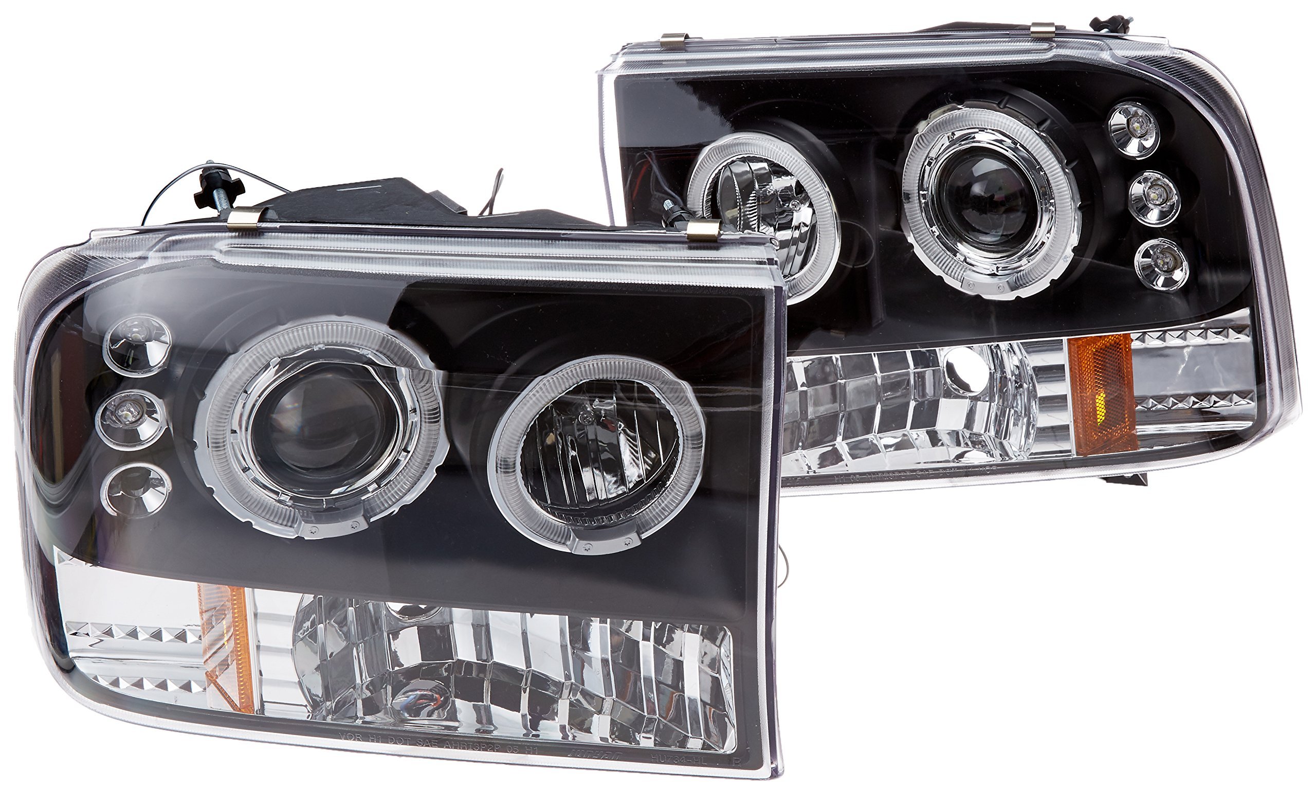 Spec-D Tuning 2LHP-F25099JM-TM LED Projector Headlights for Ford F250 - Black Dual Halo Design - Upgrade Your Truck's Style & Night Visibility (Perfect for Off-Roading & Night Driving)