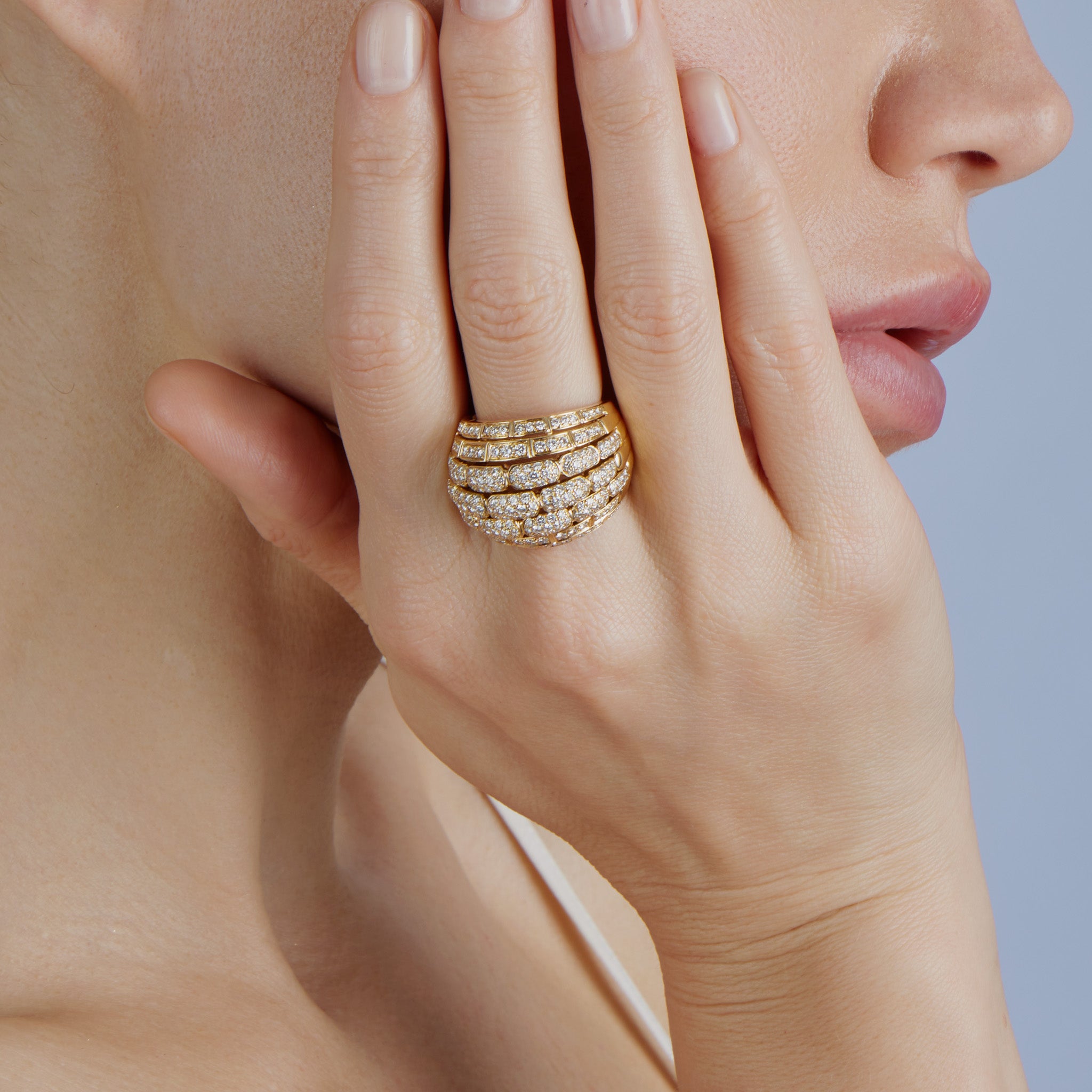 Cartier Paris 18K Gold Diamond Maillon Panthère Bombé Ring - Luxury Jewelry for Women, Elegant Gift for Anniversary, Engagement & Special Occasions