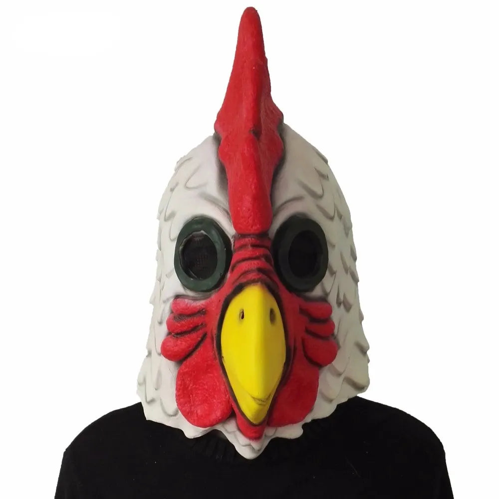 Scary White Latex Rooster Mask for Adults - Halloween Chicken Cockerel Costume Accessory, Funny Cosplay Party Mask for Halloween, Masquerade & Costume Events