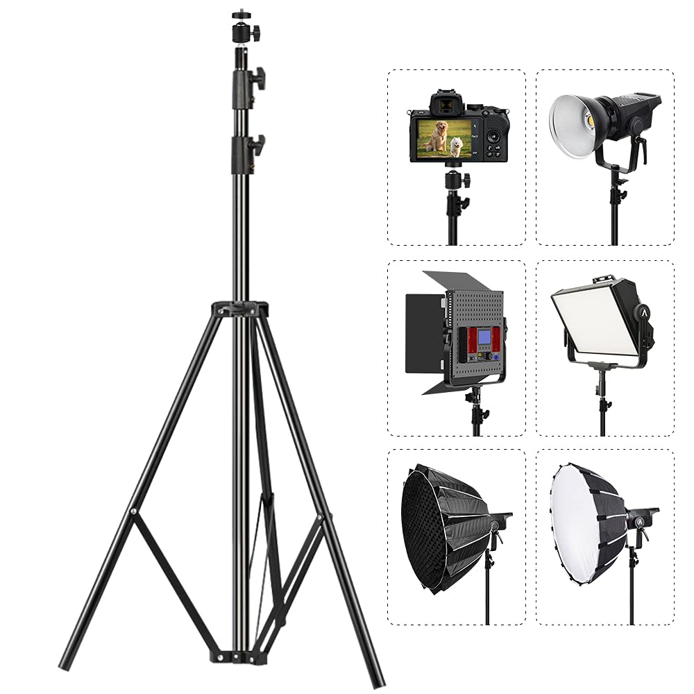 Heavy Duty 9.5ft Adjustable Light Stand with Spring Cushion - Professional Photography Tripod for Studio Speedlights, Ring Lights & Flash Equipment | Perfect for Portrait, Product & YouTube Video Lighting