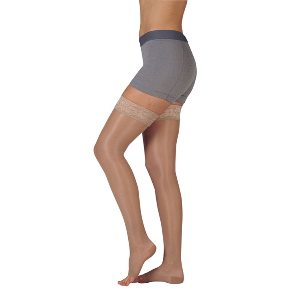 Juzo Naturally Sheer 2101AG 20-30mmHg Thigh-High Closed Toe Compression Stockings for Women - Medical Support for Varicose Veins, Swelling & Circulation - Perfect for Travel, Pregnancy & Nurses