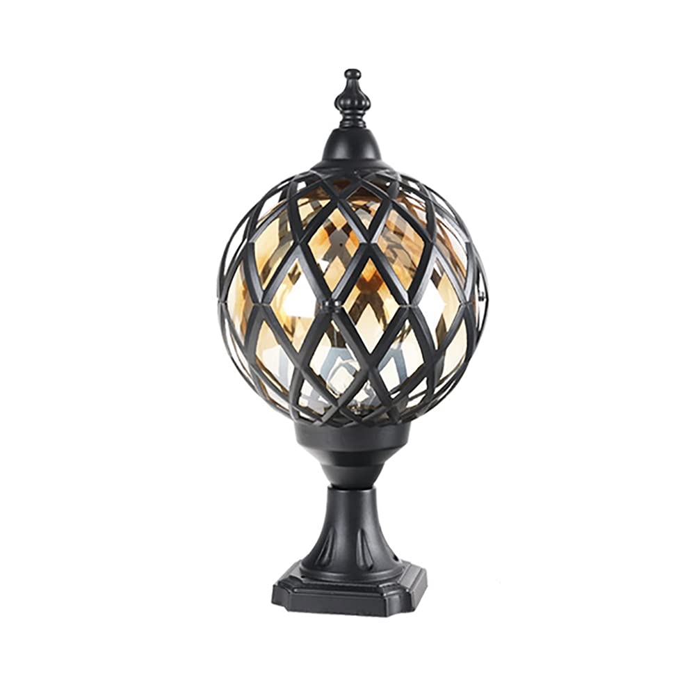 Black Small Ball-Shaped LED Deck Post Lights - Waterproof Outdoor Garden Pillar Cap Lighting for Pathways, Patio & Landscape Decoration | Energy-Efficient Dusk to Dawn Path Lights