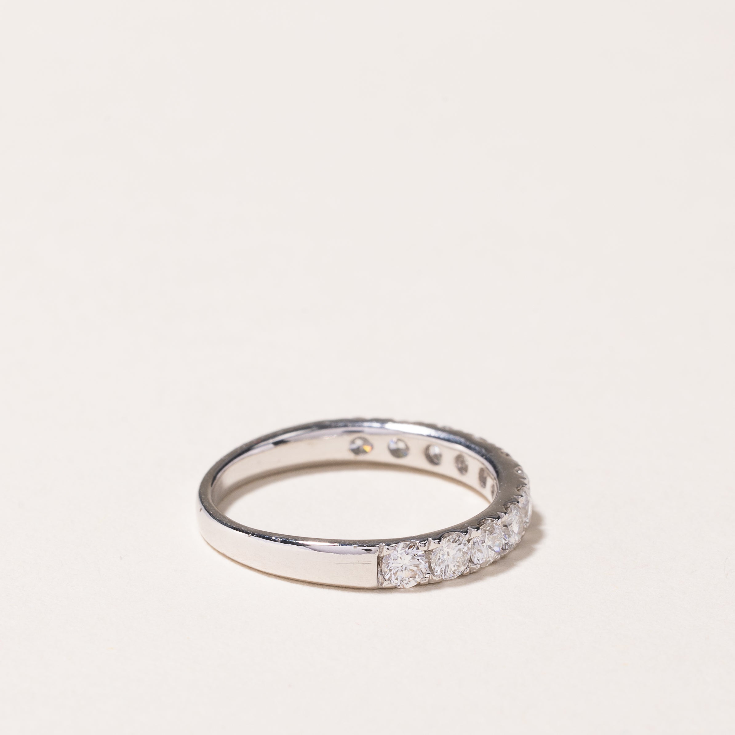18K White Gold Semi Eternity Diamond Wedding Band Ring - 0.69ctw Total Weight - Size 5 - Perfect for Anniversary, Engagement, or Bridal Jewelry Gift
