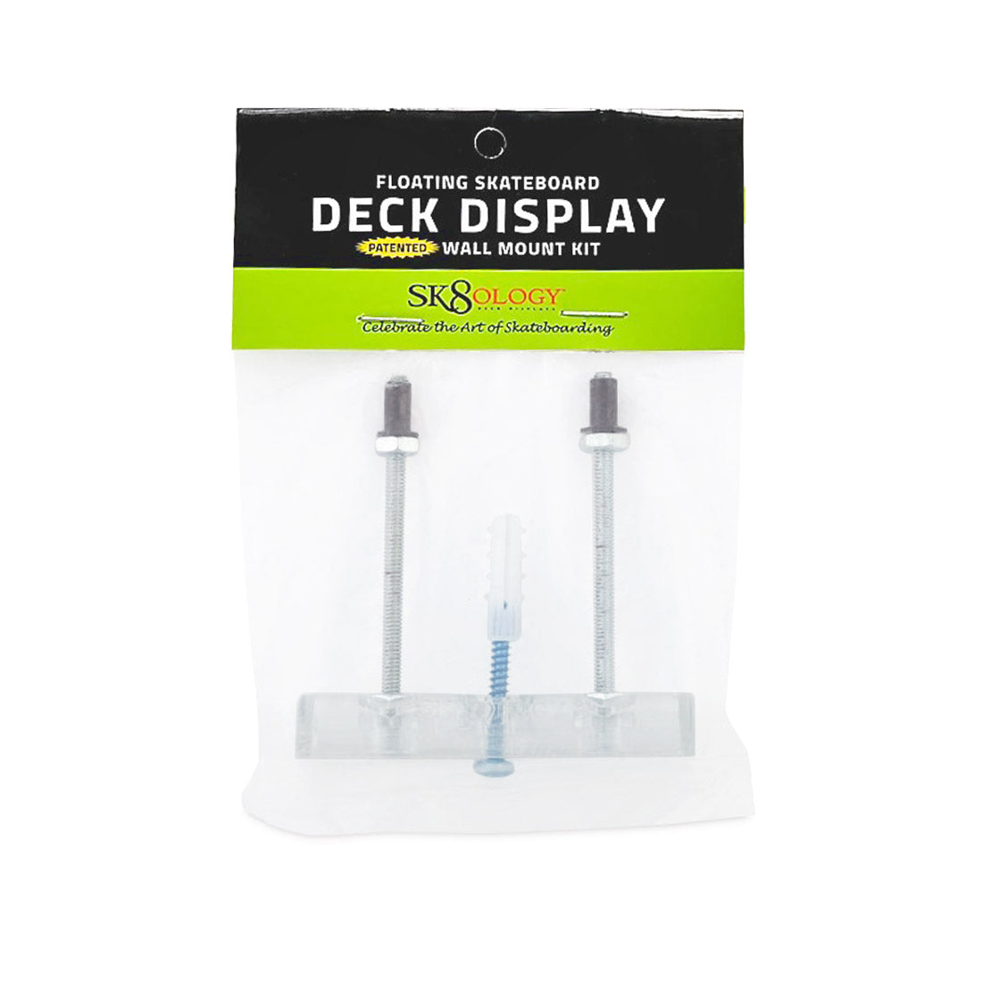 Sk8ology Floating Skateboard Deck Display - Wall Mounted Hanging Rack for Skateboard Storage & Decor - Perfect for Bedroom, Garage, or Skate Shop Showcase