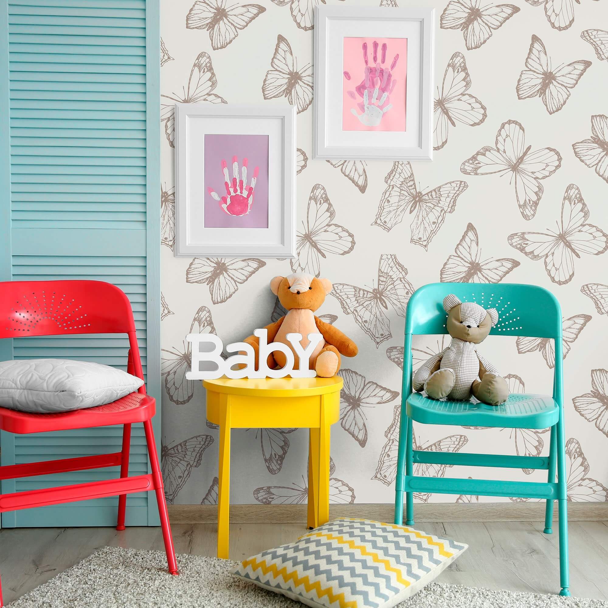Tan Botanical Animal Peel and Stick Removable Wallpaper 7507 - Self-Adhesive Wall Decor for Nursery, Bedroom & Home Office
