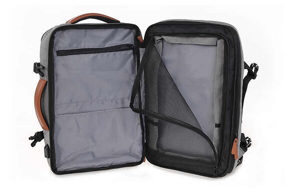 Travelite TL230626 17.3 Inch Laptop Backpack with USB Charging Port - Lightweight Overnight Travel Backpack for Men & Women, Perfect for Business Trips, Commuting & College (Grey)