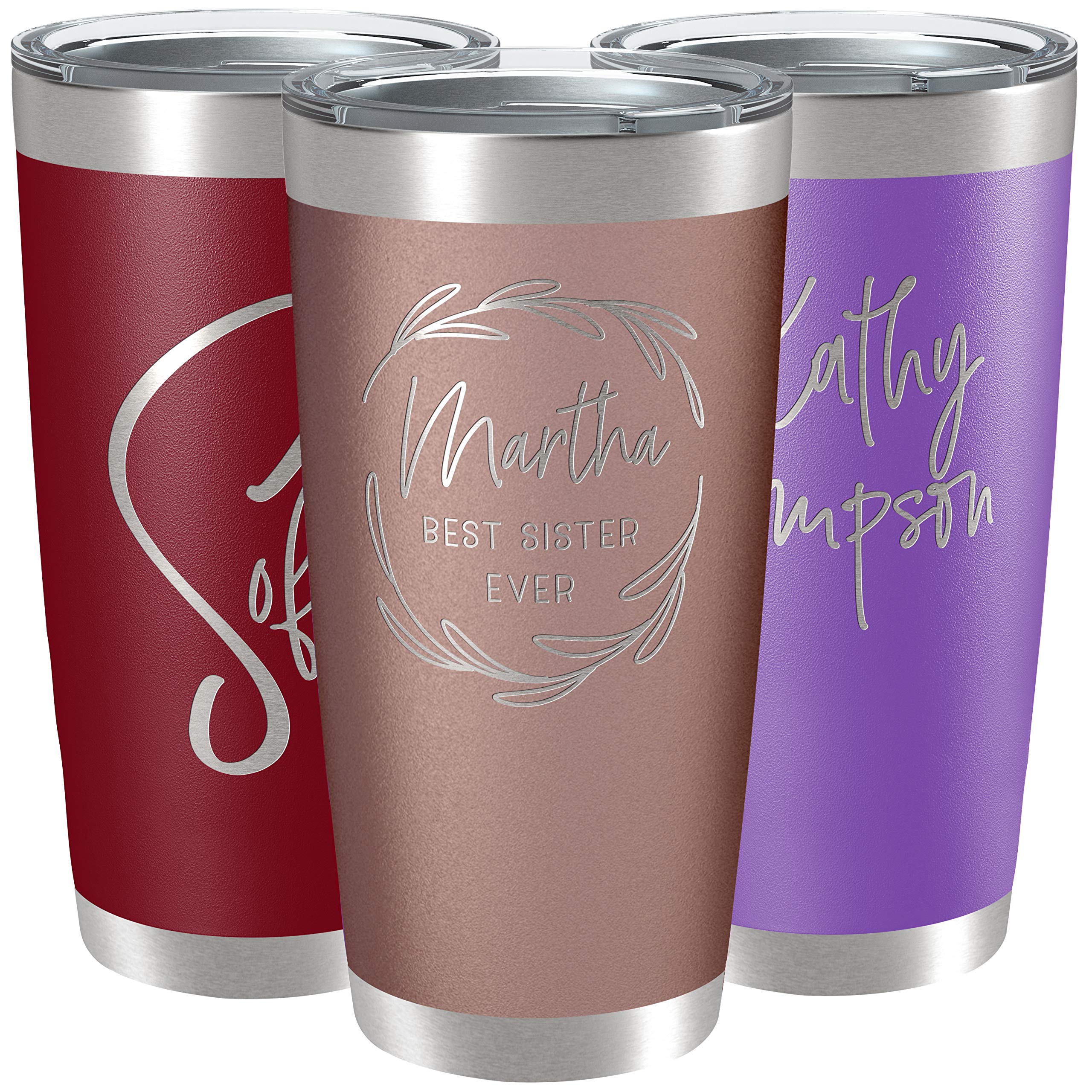 Personalized Stainless Steel 20 oz Tumbler with Lid - 13 Stylish Designs | Double Walled Insulated Coffee Cup for Hot & Cold Drinks | Custom Travel Mug for Work, Gym & Fitness - Rose Gold | Perfect for Office, Outdoor Adventures & Daily Hydration