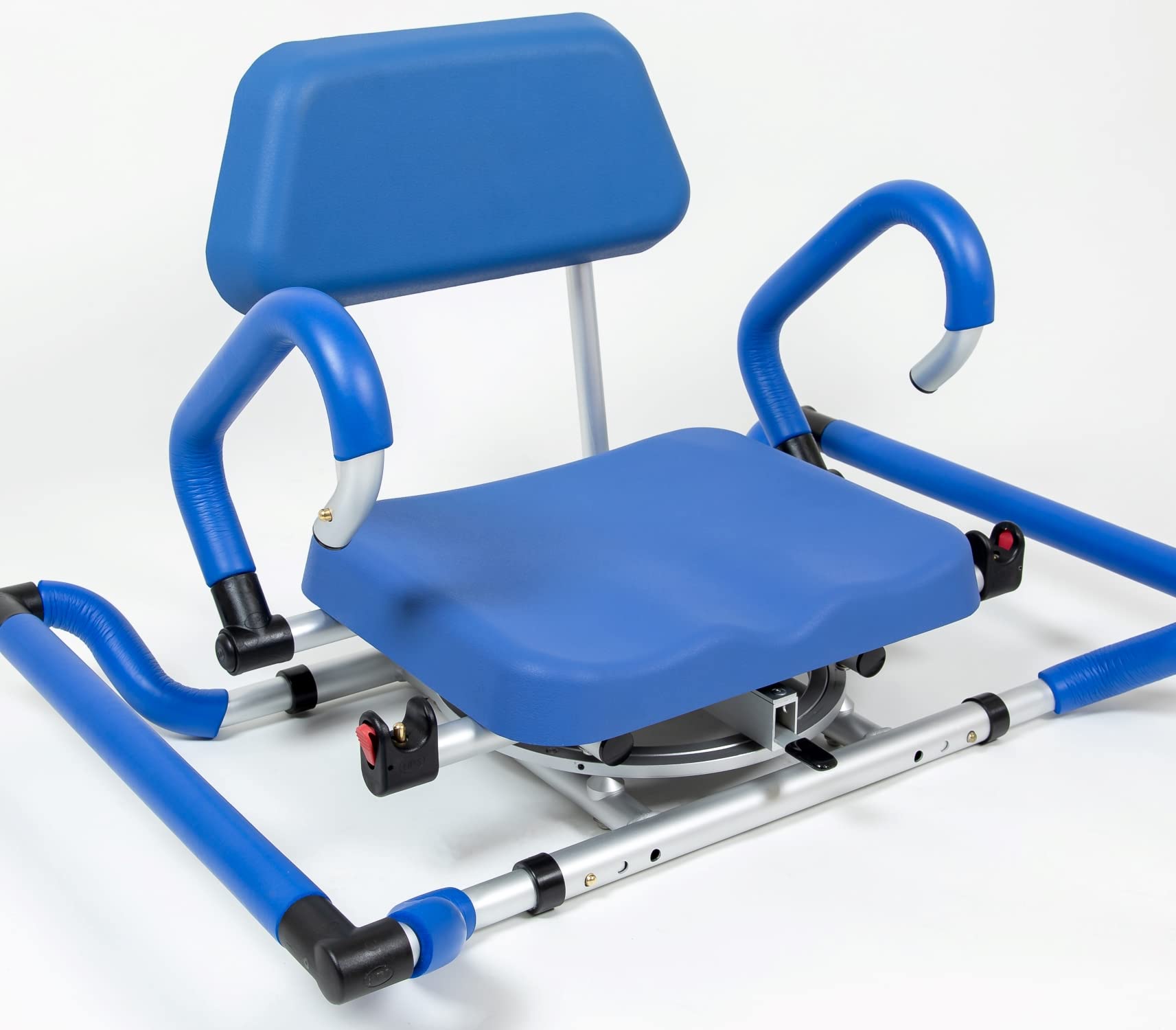 iLIVING ILG-628 Adjustable Swivel Shower Chair for Bathtub - Padded Seat with Backrest & Armrests, Slip-Resistant Tub Mount, Width Adjustable (Blue) - Ideal for Elderly, Disabled & Post-Surgery Bathing Safety